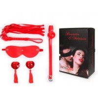 BDSM НАБОР (маска, кляп, пэстисы, плётка) цвет красный арт. NTB-80609