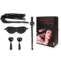 BDSM НАБОР (маска, кляп, пэстисы, плётка) цвет чёрный арт. NTB-80610