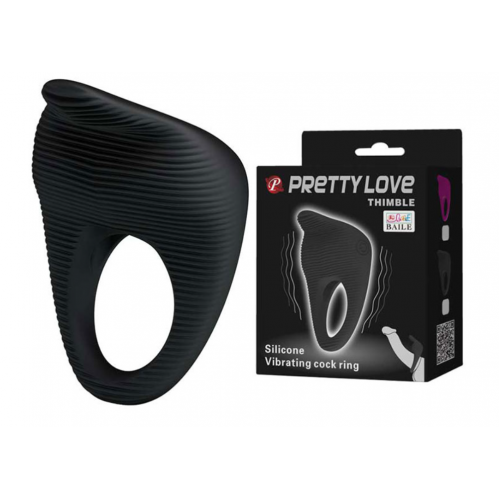 Чёрное Эрекционное Виброкольцо THIMBLE PL BI-210142