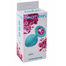 Средняя голубая анальная пробка Emotions Cutie Medium Red stone