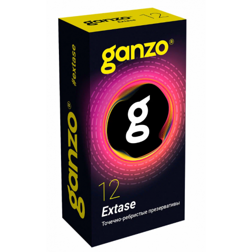 Презервативы анатомической формы С точечной И ребристой структурой GANZO EXTASE - 12 шт