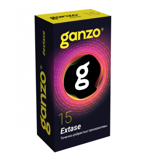 Презервативы Ganzo Extaze, точечно ребристые, латекс, 15 шт