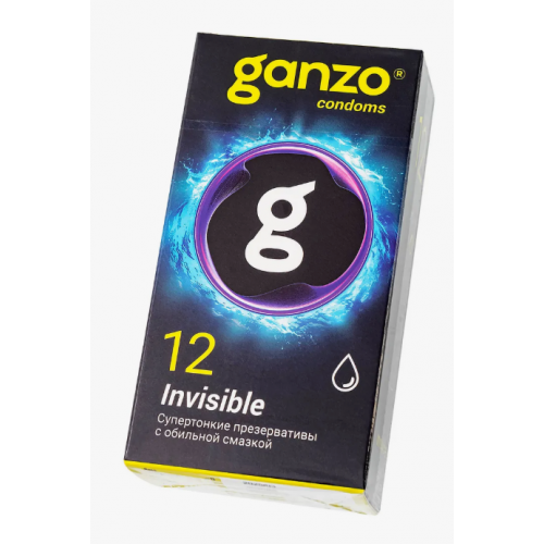 Презервативы Ganzo Invisible, супертонкие, с доп. смазкой, латекс, 12 шт.