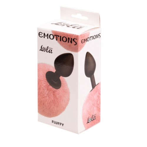 Черная анальная пробка LOLA c персиковым хвостиком Fluffy
