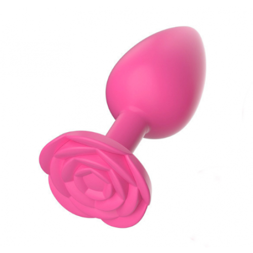 Анальная ювелирка Силикон Pink Garden Rose L (цвет камня в ассортименте)