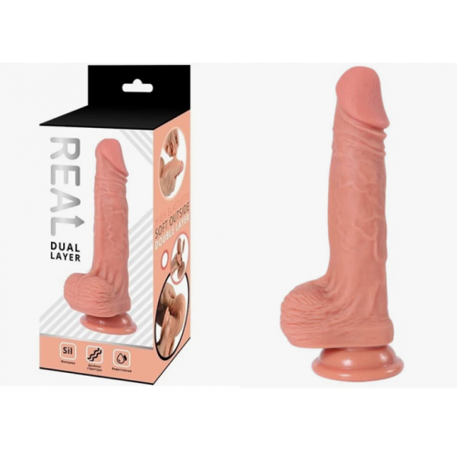 Реалистичный фаллоимитатор REAL Dual Layer, dual silicone, 15х3,8 см RDS10023