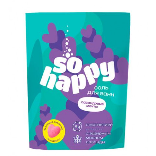 Соль для ванн с магнезией «SOHappy» Лавандовые мечты 500 г