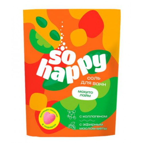 Соль для ванн с коллагеном «SOHappy» Мохито лайм 500 г