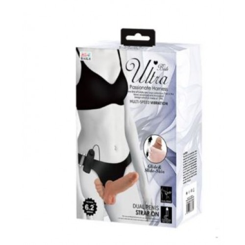 Женский страпон с вагинальной пробкой и вибрацией Ultra Passionate Harness - 16 см  BW-022066Z