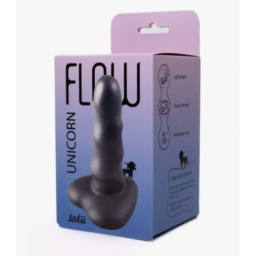 Черный нереалистичный дилдо Unicorn Max Flow - 12,5 см