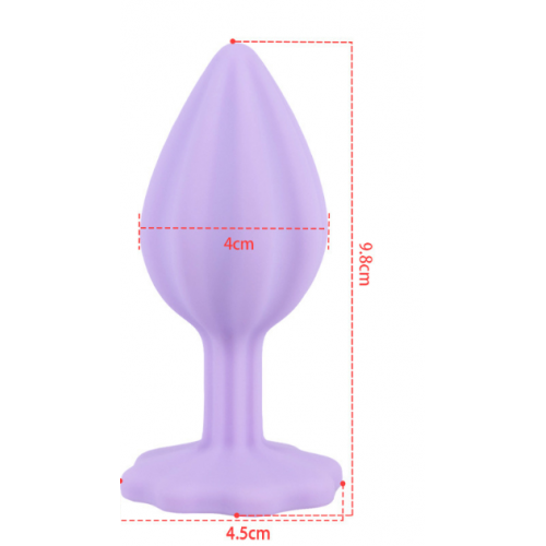 Анальная ювелирка Силикон Violet Flower Plum L (цвет камня в ассортименте)