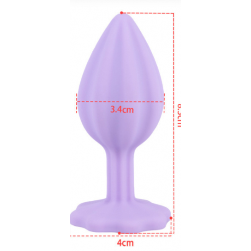 Анальная ювелирка Силикон Violet Flower Plum M (цвет камня в ассортименте)