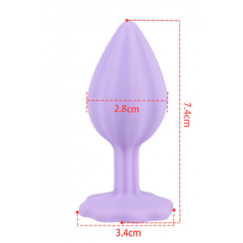 Анальная ювелирка Силикон Violet Flower Plum S (цвет камня в ассортименте)
