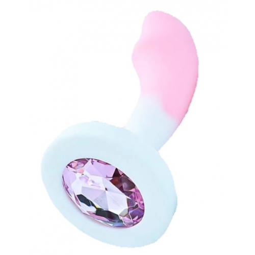 Анальная ювелирка Силикон bi color размера S - Dick (цвет камня в ассортименте)
