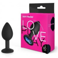 Анальная ювелирка черная LOVE PLAY - S (цвет камня в ассортименте)