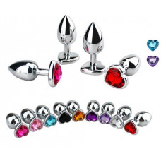 Анальная ювелирка сталь Сердце размера М (цвет камня в ассортименте)