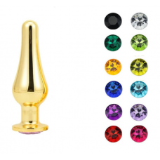 Анальная ювелирка Золотая сталь Tears of Steel размера M (цвет камня в ассортименте)