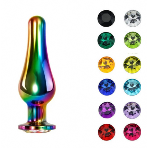 Анальная ювелирка Радужная сталь Tears of Steel размера S (цвет камня в ассортименте)