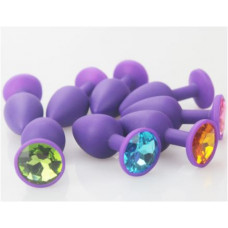 Анальная ювелирка Фиолетовый силикон размера L (цвет камня в ассортименте)