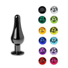 Анальная ювелирка Темная сталь Tears of Steel размера M (цвет камня в ассортименте)