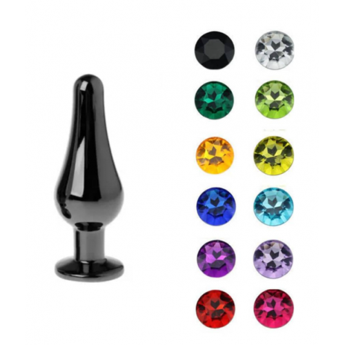 Анальная ювелирка Темная сталь Tears of Steel размера M (цвет камня в ассортименте)