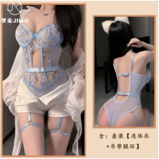 Комплект эротического белья (N07107) боди и гартеры на ножку