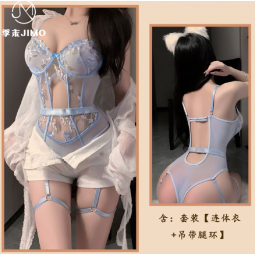 Комплект эротического белья (N07107) боди и гартеры на ножку