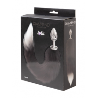 Серебристая анальная пробка с черным хвостом Starlit LOLA