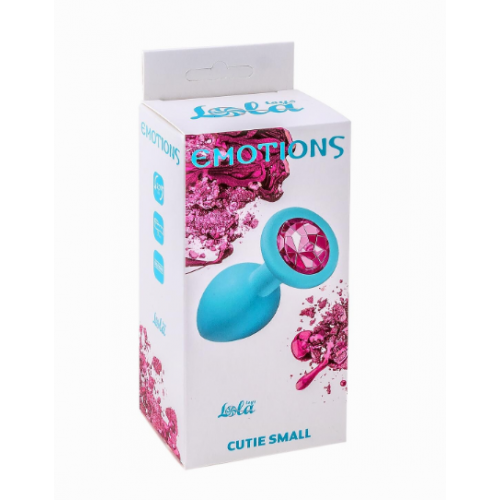 Маленькая голубая анальная пробка Emotions Cutie small pink stone - 7 см.