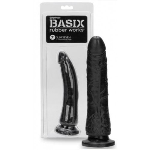 Черный фаллос США Basix Rubber Works Black N 7 - 20 см