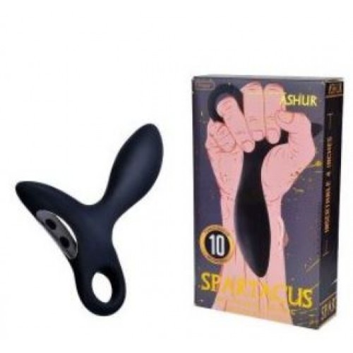 Черный силиконовый анальный вибромассажер Erokay с колечком-ограничителем (ПС)