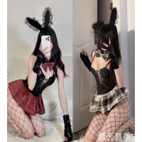 Костюм сладкой Зайки (N01021) ушки, платье с латексным карсетом и трусиками