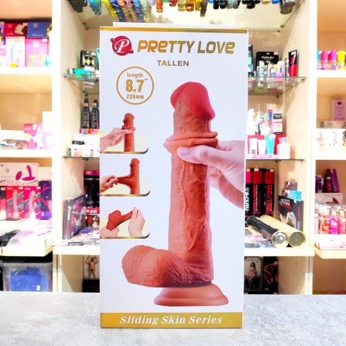 Фаллоимитатор темный с живой подвижной кожей Tallen Pretty Love BW-008117LP-1 PL