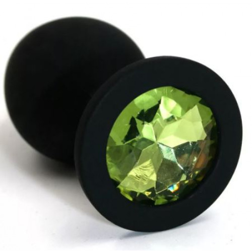 Анальная Ювелирка черная S зеленый камень