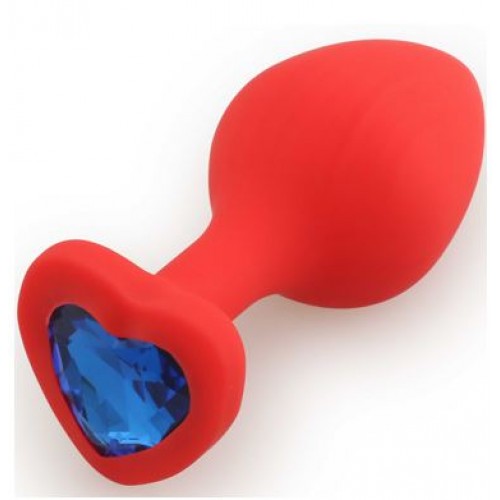 Анальная ювелирка silikon Red сердечком S  blue