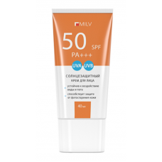 Солнцезащитный увлажняющий крем для лица SPF 50. 40 мл Milv
