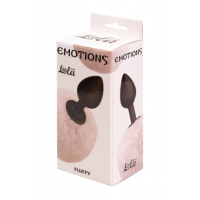 Черная анальная пробка с белым пушистым LOLA Fluffy