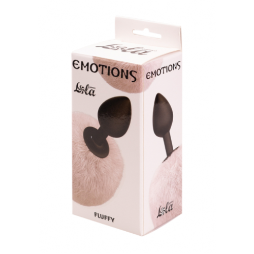Черная анальная пробка с белым пушистым LOLA Fluffy