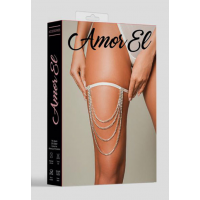 Подвязка Amor El, с декоративной цепочкой в кристаллах, белая, OS