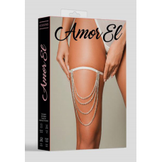 Подвязка Amor El, с декоративной цепочкой в кристаллах, белая, OS