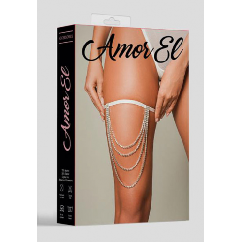 Подвязка Amor El, с декоративной цепочкой в кристаллах, белая, OS