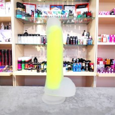 Прозрачно-желтый фаллоимитатор, светящийся в темноте, Tony Glow - 20 см.