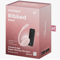 Виброяйцо Satisfyer Ribbed Petal Connect App с пультом ДУ розовое