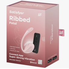 Виброяйцо Satisfyer Ribbed Petal Connect App с пультом ДУ розовое