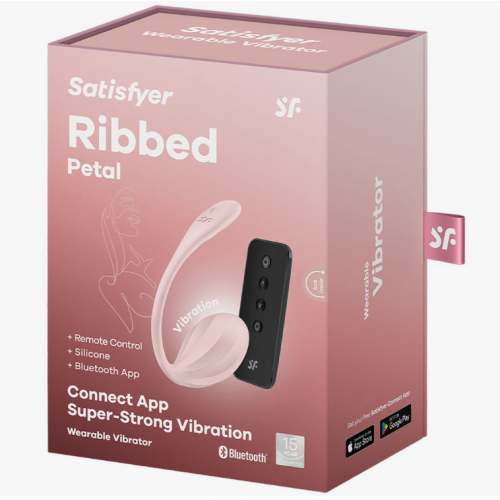 Виброяйцо Satisfyer Ribbed Petal Connect App с пультом ДУ розовое
