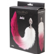 Серебристая анальная пробка с розовым хвостом Galaxy