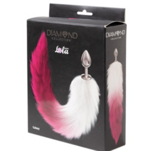 Серебристая анальная пробка с розовым хвостом Galaxy