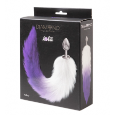 Серебристая анальная пробка с фиолетовым хвостом Galaxy